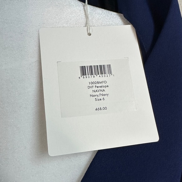 NWT Diane Von Furstenberg Penelope Navy Blue Sleeveless Silk Wrap Midi Dress 6 - Picture 8 of 11